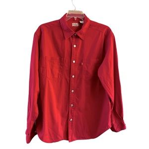Levi’s Men’s Red Color Button Down Shirt Denim Cotton Oversized Like New Large